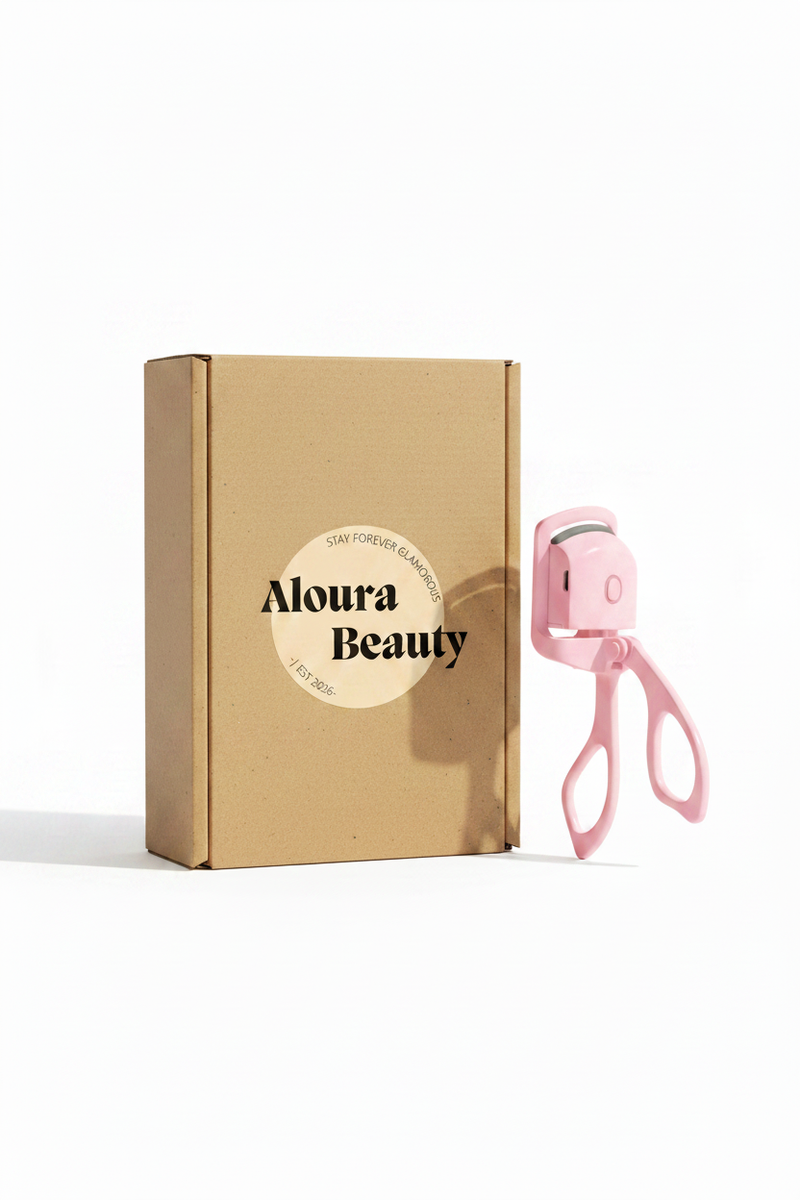 Aloura Beauty Packaging with Pink Eyelash Curler